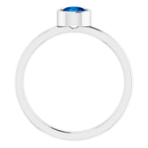 Rhodium-Plated Sterling Silver 5 mm Imitation Blue Sapphire Ring